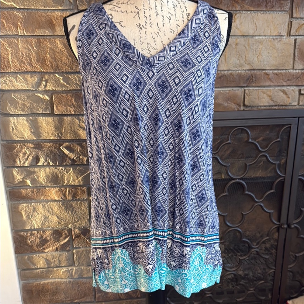 NWOT Skies Are Blue Blue and White Tunic Top